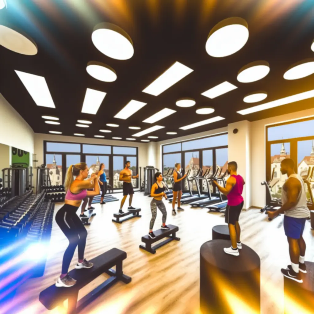 Next Leveel Gym foglalási felület háttérben modern gépekkel