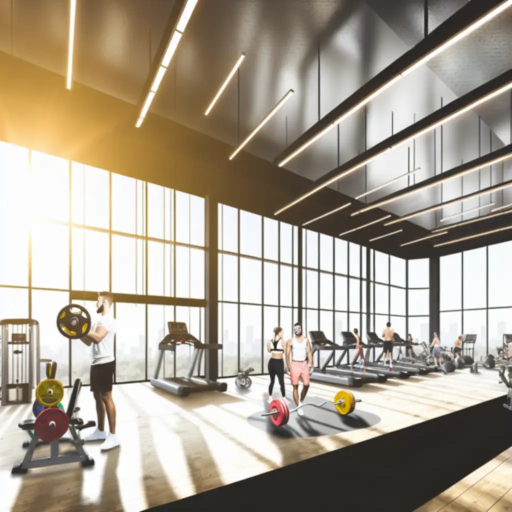 Modern, jól felszerelt edzőterem belső tere a Next Leveel Gymben